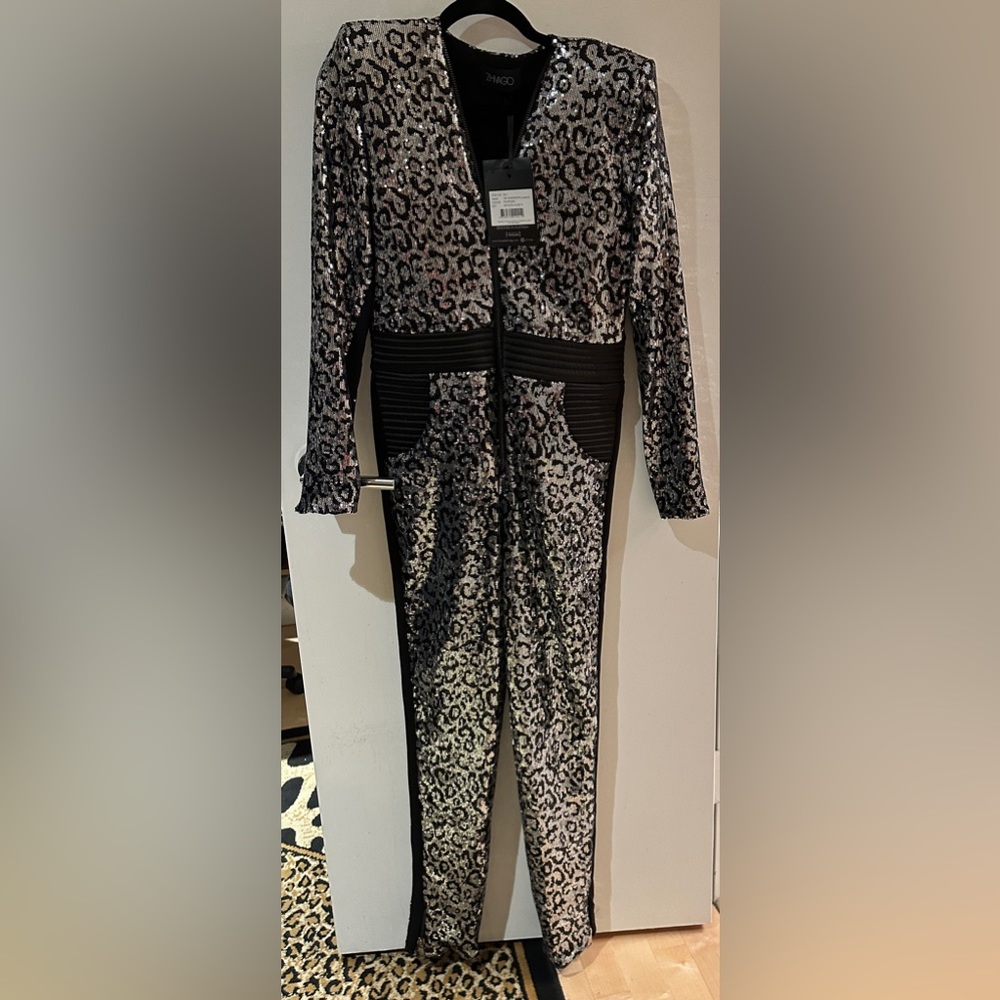 Zhivago Silver Sequin Leopard Catsuit